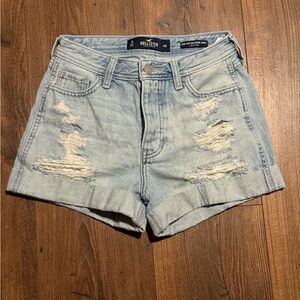 Hollister Women's Distressed Light Blue Jean Shorts